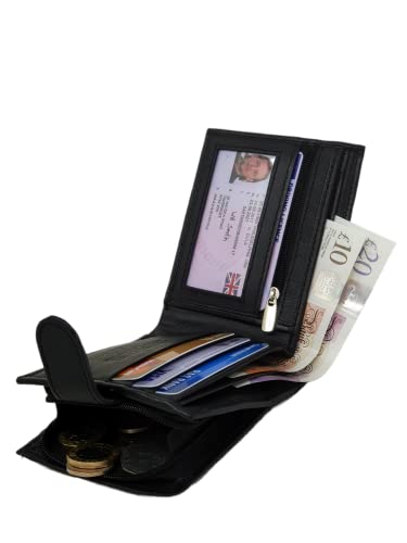 RAS Mens Soft Smooth Genuine Leather Wallet with External Zipper Coin Pocket 42 Black - Image 4