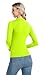 Women's Basic Long Sleeve Thermal Top Lightweight Mock Neck Shirts Slim Fit Layer Soft Top Fluorescent Green X-Large