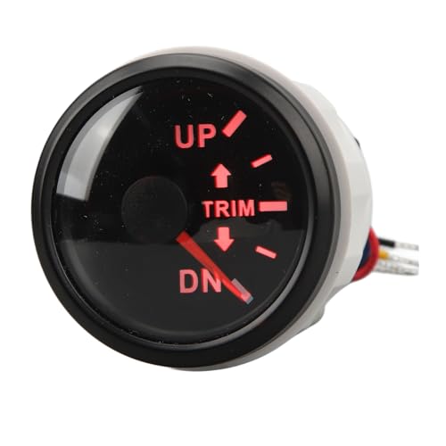 Marine Trim Balance Gauge Stainless Steel DC9 to 32V UP DN Boat Trim Meter for Yachts Marines (Black Dial with Black Frame)