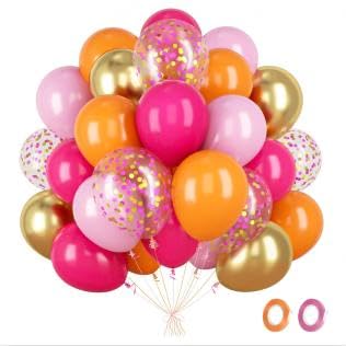 Hot Pink And Orange Balloons-36pcs Summer Balloons