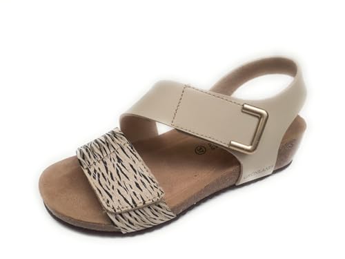 Sandale femme beige en cuir véritable SB2882 MEMI, chaussure confort
