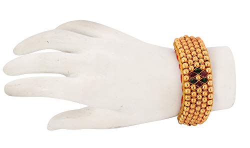 Handicraft Kottage Women's Traditional Gold Plated Royal Rajasthani Look Pochi Armlet Kada | Bajuband Armlet | Bangles Set for Girls & Women, Standard, Metal, Pearl