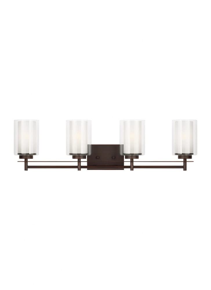 Photo 1 of Generation Lighting 4437304-710 Elmwood Park Four - Light Wall/Bath Vanity Style Fixture, Bronze, 75 Total Watts, 8.5 Inch Height, 31.25 Inch Wide, Steel Construction