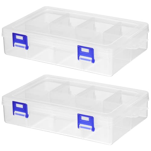 Boîte de rangement transparente Cabilock x2 avec séparateurs pour perles et bijoux - 2