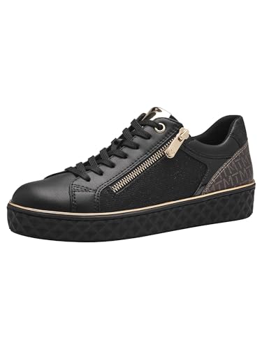MARCO TOZZI Damen Sneaker flach mit Reißverschluss Vegan, Schwarz (Black Comb), 40 EU