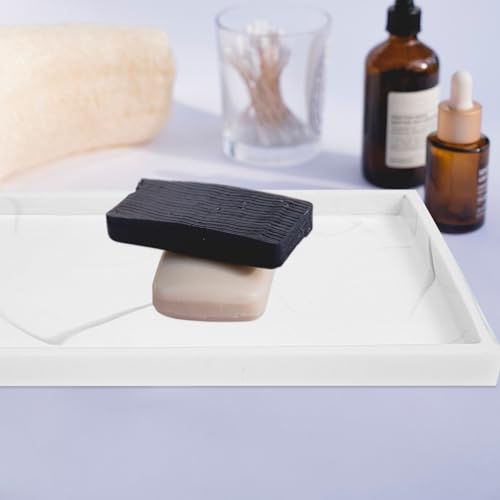 Plateau de rangement moderne blanc pour accessoires de maison et bain - 7