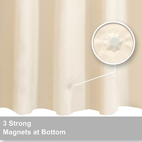 image for Barossa Design Extra Long Beige Shower Curtain Liner with 3 Magnets - 