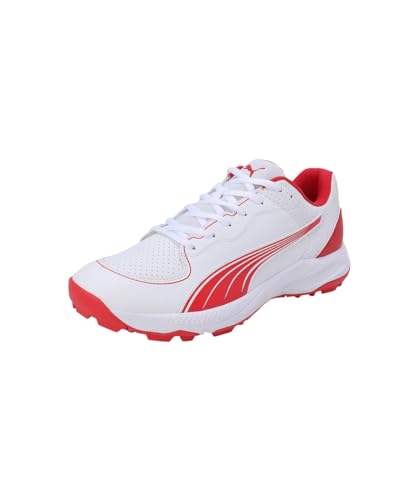Puma Unisex-Adult 24 FH Rubber White-Red Cricket Shoe - 8 UK (10769901)