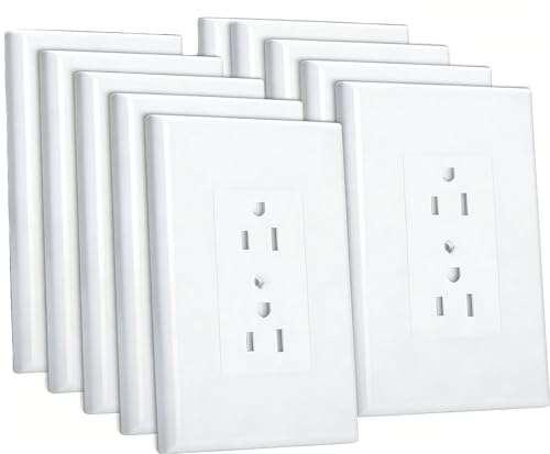 Image of ZEFTV 10 Pack Duplex Outlet Covers Wall Plates 1-Gang Switch Outlet Electrical Cover Plate Unbreakable Thermoplastic Faceplate for Light Receptacle Outlet Switch, White