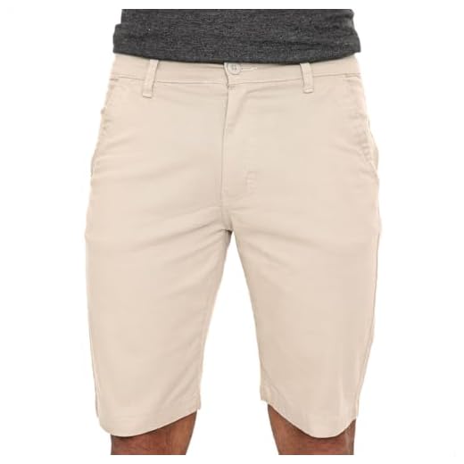 Bermuda Masculina Com Bolso Social Embutido Sarja Elastano Estilo Sport Fino Moderno (BR, Numérico, 38, Regular, Regular, Bermuda Bege Clara)