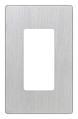 Image of Lutron Claro Light Switch Cover Plate, 1 Gang Wallplate, for Decorator Light Switches, Rocker Light Switch Cover, Outlet Cover, Screwless Switch Plate Cover, Gloss, CW-1-SS, Stainless Steel