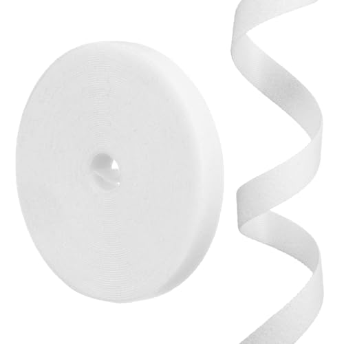 Image of uxcell 0.55inch x 33ft Hook and Loop Roll Straps, Multi-Purpose Hook and Loop Tape with Adhesive, Cable Ties Organize Strap Fastener Roll for Home Office, White