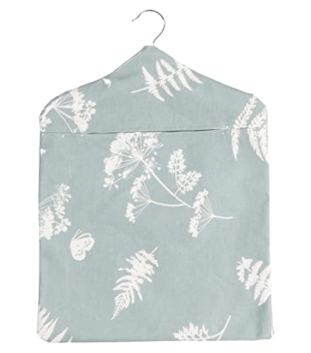 Jolee Fabrics Premium Oilcloth Peg Bags with Wooden Hanger - Large Waterproof Peg Bag, Clothes Clip Storage Perfect for Any Washing Line(Duck Egg Moorland)