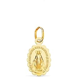Dijes De Oro Virgen Alda Joyeros Colgante Virgen María Milagrosa Oro Amarillo 18 Kilates Medalla religiosa 12mm