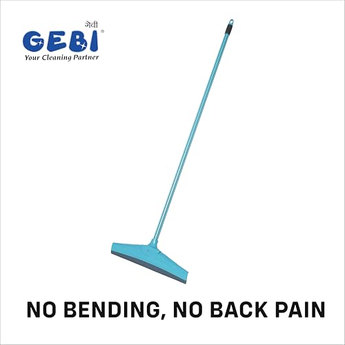 Image of Gebi Richline Luxury Floor Wiper | Soft Rubber Blade | Long Handle for No Bending | Durable Body | Covers Large Area | Angular Design for Easy Cleaning | Blue Colour| Rubber Blade| Pack of 1|