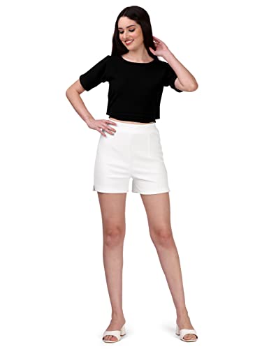 Image of Mehrang Solid Women Black High Waist Shorts for Women and Girls Casual Wear