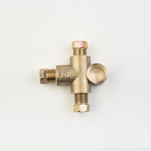 3 Way Brake T Piece Tee with 3 Male Nuts Short Union Metric M10 for 3/16 Pipe 10mm x 1mm Pitch Brake Pipe Fittings