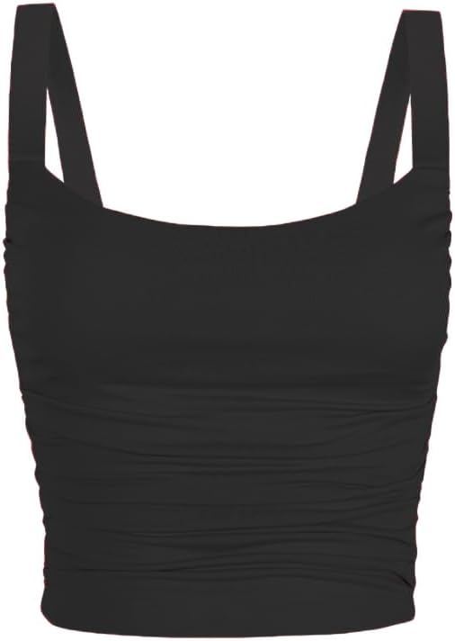 Women's 3 Piece Scoop Neck Tank Top Summer Y2K Going Out Basic Cami Shirt Built in Bras