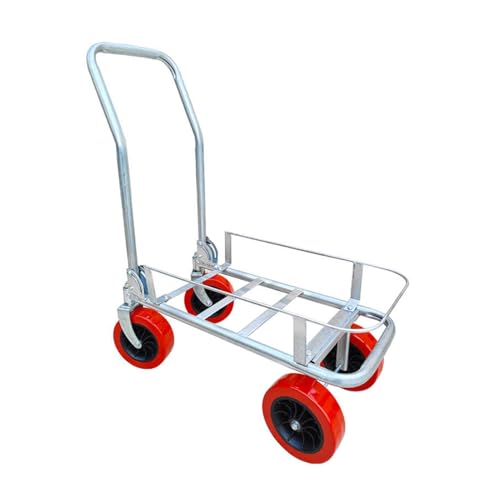Carretilla de mano plegable resistente con ruedas, carrito de aleación de aluminio para mover y transportar plantas