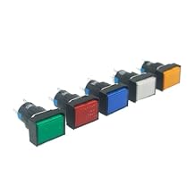 16mm Rectangular Power Push Button Switch with Lamp LA16-J-11D Self Reset Momentary Latching Fixed Lock 5 Pins LA16-J-11S Reset Momentary LatchingWhite,Latching 12V