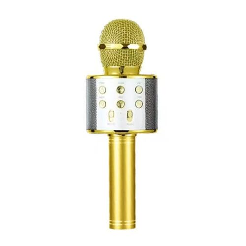 Wireless Bluetooth Karaoke Microphone, Built-in Loud Speaker Add Reverb/Duet Mode/Earbuds Monitoring, Portable Karaoke Machine for Entertainment & Singing Practice (Gold 2 Without Light,One Size)