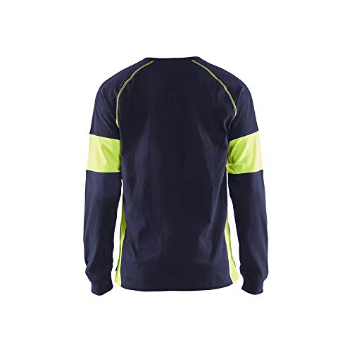 Camiseta de manga larga para trabajos en exterior con alta visibilidad azul y amarillo 2