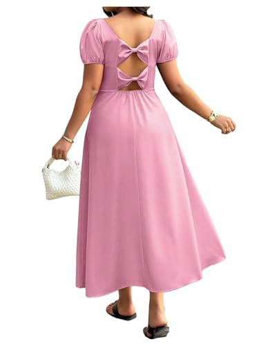 Robe midi à manches bouffantes Floerns avec découpe et nœud au dos pour femme