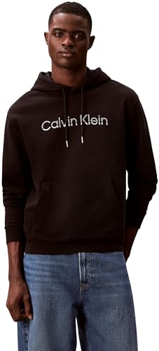 Calvin Klein Uomo Felpa con Cappuccio Terry con Tasca a Marsupio, Nero (Black), 3XL