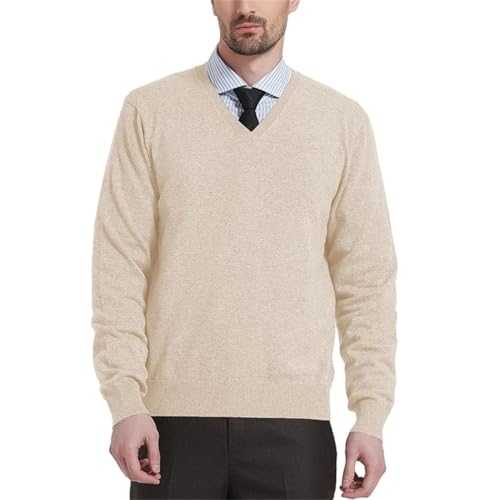 Men’s V-Neck Sweater Wool Pullover Long Sleeve Warm Soft Thick Business Casual Knit Top4