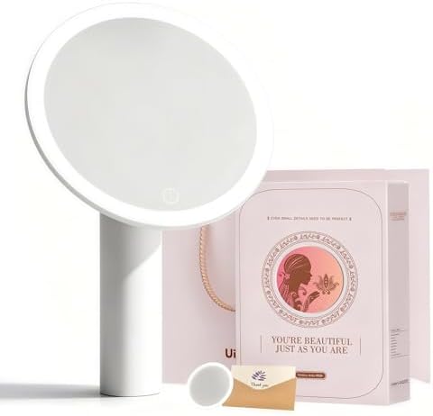 Makeup Mirror with Lights, 10X Magnifying Vanity Mirror, Dimmable Touch Control, Portable Travel & Desk Mirror with Stand, Christmas Birthday Gift for Women Her Girlfriend Wife Mom