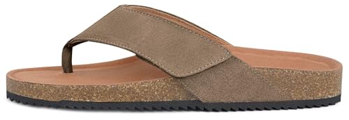 Womens Mens Orthotic Flip Flops Cork Footbed Thong Sandals Suede Leather Arch Support Summer Casual Slip on Open Toe Slippers with Adjustable Straps Outdoor2