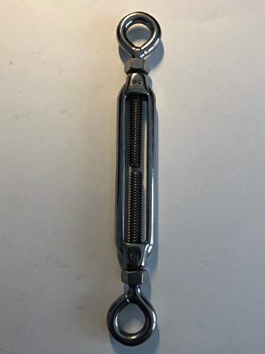 Set de 10 tensores US Stainless de acero inoxidable 316 grado marino, 1/4" UNC, tipo ojo y ojo miniatura 5