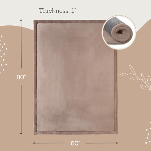 Image of Hakuna Matte CloudSoft Baby Play Mat for Floor 60 inch x 80 inch Brown | Coral Velvet high-density foam Rug for Crawling & Cozy Play - Non-Slip, Water-Resistant, Easy-CareTummy Time Mat