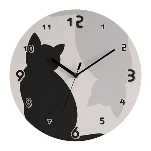 JunZheHub Orologio da Parete in Acrilico, Design Gatto Silenzioso, Motivo Moderno, Elemento Decorativo di Grande Impatto per Camera da Letto, Soggiorno, Ufficio, 25 Cm