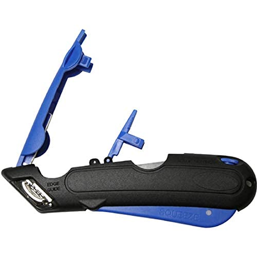 Veltec Self-Retracting Blade Safety Cutter, Left And Right Edge Guide, 3 Depth Setting, Preloaded With 3 Blades - Black/Blue (Vc900) #TOP1
