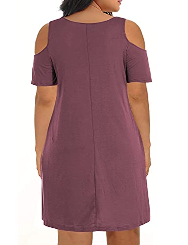 Image of Kancystore Women's Plus Size Summer Dresses Short Sleeve Casual T-Shirt Swing Dress with Pockets