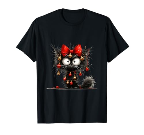 Weihnachten Mürrische Lustige Katze frech T-Shirt