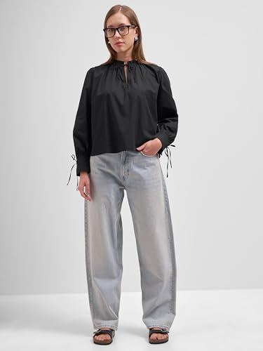 Image of Tokyo Talkies Women Tops for Woman|Women Oversized Fit Crop Top Shirt|Comfortable Premium Korean Button Down | Workwear Top for Office & Casual Outfit