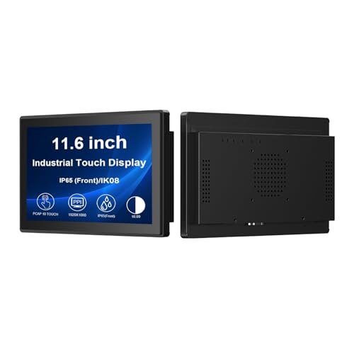 Image of VSDISPLAY 11.6'' Industrial Touch Monitor 1920x1080 IP65 Front Waterproof | IPS LCD Display, 16:9 Aspect Ratio,10-Point Capacitive Touch, with H /D VGA Interface for Industrial Outdoor Kiosk Use