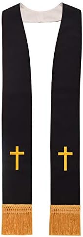BLESSUME Church Clergy Pastor Reversible Stole (White and Black 2)