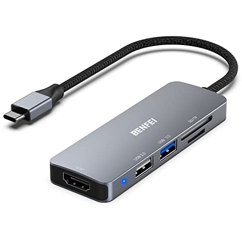 Hub Usb C USB C Hub HDMI, BENFEI 5 in 1 Hub, 2 Puertos USB-C a USB, USB C a Tarjeta SD/TF Compatible con MacBook Pro 2019/2018/2017,...