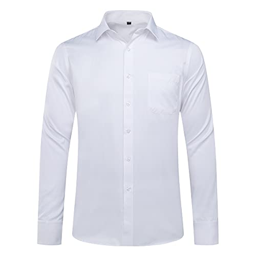 Cloudstyle Men's Dress Shirt Slim Fit Button Down Stripe Checked Shirt3