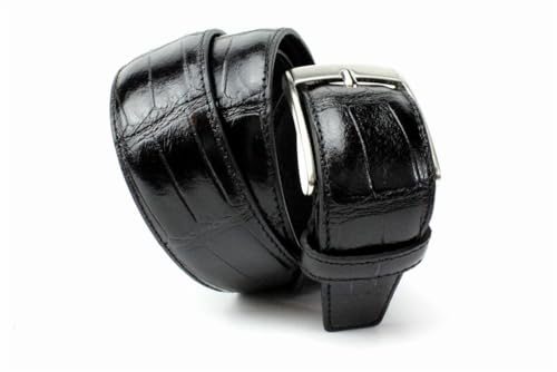 Ivan Troy Men’s Casual Italian Leather Embossed Crocodile Belt|Dress Belt With Jean Classic Silver Buckle4