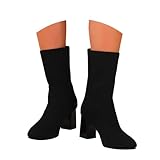 Chaussure Femme Confortable Chic, Bottine Femme Noir Talon Hiver Fantaisie Boots Confortable Grande Taille Chaussure Souple Pieds Larges Bottine Mollet Large Cuir Bottes