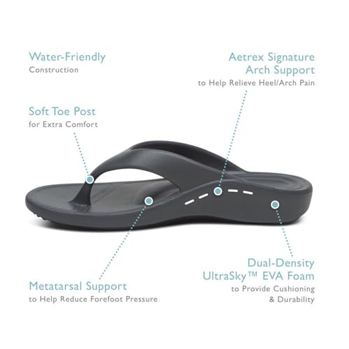 Image of Aetrex Maui Orthopedic Flip Flops for Women Arch Support - Pressure Relief Water-friendly Shock Absorption Super Soft UltraSky EVA Foam Flip Flops