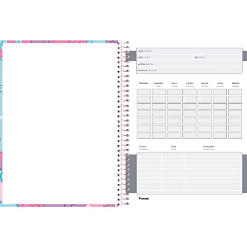 Kit de Cadernos, Foroni, Universitário, 10 Matérias, Capa Dura, Colegial Marie, 160 Folhas, Pacote c
