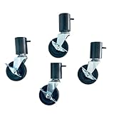 Folding Table Caster Wheels – Heavy-Duty Straight Wheel Set – 3” Locking Casters for Folding Tables – Raises Height by 5” – Easy Tool-Free Installation – Made in USA