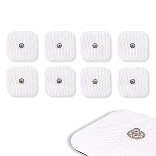 8 Electrodos NIUMERIC® 5x5 cm | Compatibles con Beurer y otros Electroestimuladores TENS y EMS | Boton Conector de 3,5 mm | Electrodos para TENS sin necesidad de gel (8 Unidades, 8, unidad)