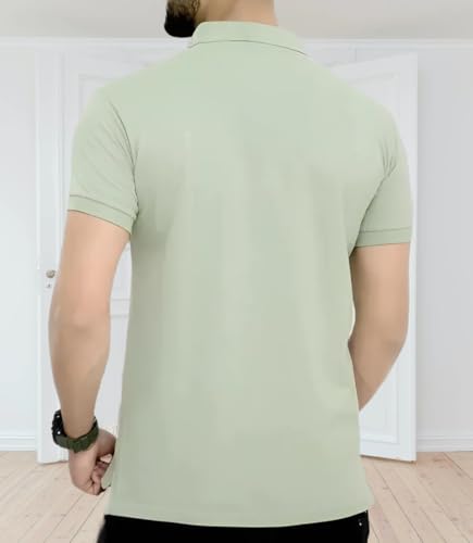 Image of TAZO Mens Cotton Polo Neck Half Sleeve Solid Regular Fit Casual Tshirt