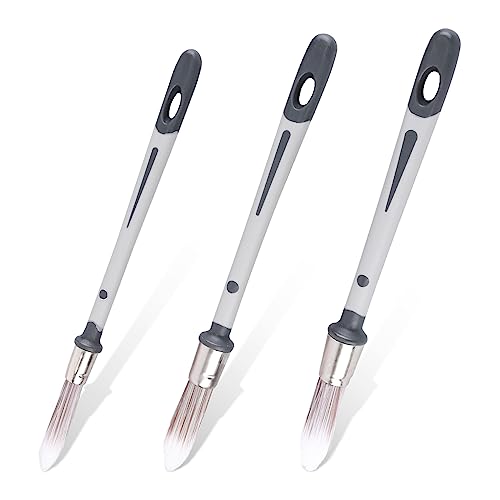 3pcs Paint Brushes for Walls 0.45/0.6/0.7 inch Small Paint Brush Wall Trim Painting Tools Ideal for Baseboards House Wall Corners Paint Edger Brush and Touch Up Painting